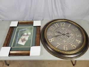 New Framed Golf Print, Large Clock