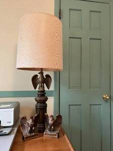 lot 52 image: Eagle Lamp and Book Ends