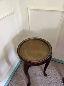 lot 43 image: Side Table with Faux Plant