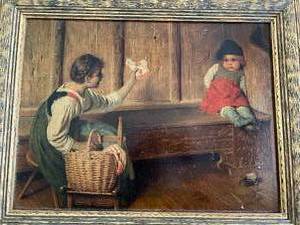 lot 6 image: The Leader Line - Vintage Painting