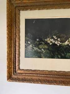 lot 13 image: Flower Print with Gold Frame