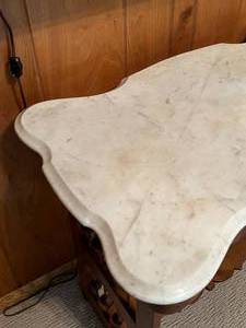 lot 19 image: Marble Top Wood Side Table