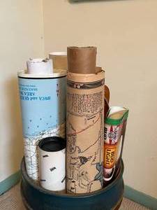 lot 55 image: Whale Barrel with Maps & Posters