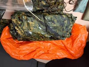 lot 86 image: Camping Air Mattress, Tarps, ropes, stakes