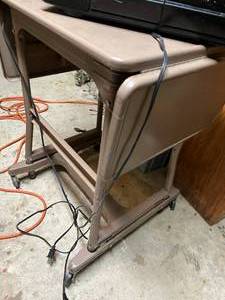 lot 146 image: Rolling Metal Table & 2 Boomboxes