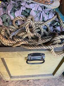 lot 216 image: Wood Bin with Screen and Rope