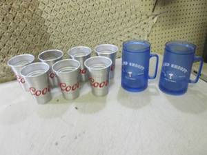 (BS) Aluminum Coors Glasses and 2 C...