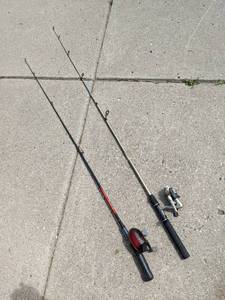 lot 75 image: 2 fishing rods with reels. Shakespe...
