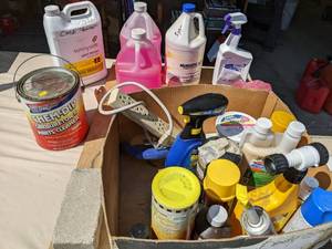 lot 91 image: 2 gallons of RV antifreeze, carb cl...