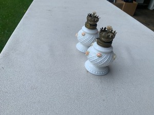 Small White oil lamps no globes