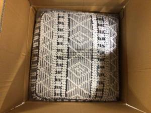 Hampton bay woven stripe rectangular outdoor pouf