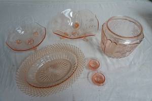 rose colored depression glass