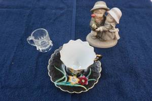 Thamel tea cup and saucer, Blooming with Love figurine, Los Angeles small mug