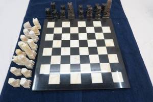 marble chess board with marble chess pieces