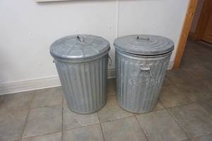 galvanized garbage cans