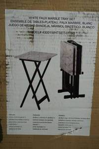 lot 176 image: NEW Linon Faux Marble Top TV Tray Set