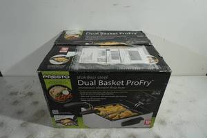 lot 188 image: NEW Presto Stainless Steel Dual Basket ProFry Deep Fryer