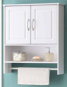 lot 9 image: Bathroom 2 Door Cabinet - White