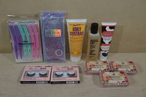 lot 182 image: Self Care Items - Eyebrow Shapers, Eye Mask, Hair Products, Lotion, Eyelashes, Soap