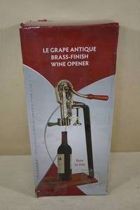 lot 195 image: Le Grape Antique Brass-Finish Countertop Wine Opener