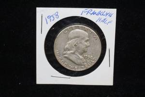 lot 221 image: 1958-P Franklin Silver Half Dollar Coin