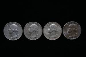 lot 227 image: 1964 Washington Silver Quarter Coins