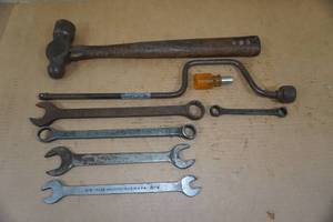 lot 105 image: Vintage Plumb Wrenches and Ball Peen Hammer