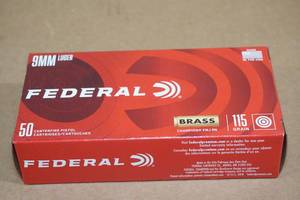 lot 94 image: 50 Federal Champion 115 Gr FMJ Ammo