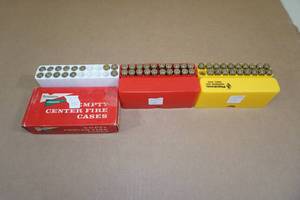 lot 110 image: 42 Reloaded .22-250 Rem Ammo - Plus 12 Empty Casings