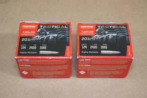 lot 113 image: 40 Norma Tactical 7.62 x 39mm 124 Gr FMJ Ammo