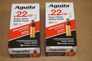 lot 119 image: 100 Aguila .22 LR 38 Gr CP HP Ammo