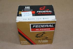lot 136 image: 25 Federal Hi-Power 12 Ga 3 Magnum 4 Shot Shotshells