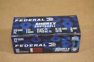 lot 151 image: 10 Federal Shorty 12 Ga 1-34 8 Shot Shotshells