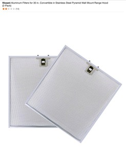 (3) Vissani Aluminum Filters for 30 in. Convertible in Stainless Steel Pyramid Wall Mount Range Hood (2-Pack). See Pictures