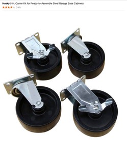 (2) Husky 5 in. Caster Kit for Ready-to-Assemble Steel Garage Base Cabinets. See Pictures