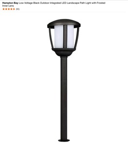 (4) Hampton Bay Low-Voltage Black Outdoor Integrated LED Landscape Path Light with Frosted Inner Lens. See Pictures