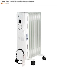 Comfort Zone 1,200-Watt Electric Oil-Filled Radiant Space Heater. See Pictures