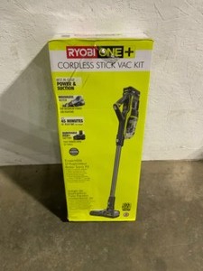 RYOBI ONE 18V Brushless Cordless Stick Vacuum Kit with 4.0 Ah Lithium-Ion High Capacity Battery, EVERCHARGE Rapid Charger. See Pictures