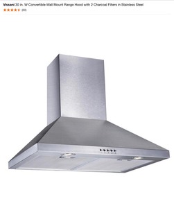 Vissani 30 in. W Convertible Wall Mount Range Hood with 2 Charcoal Filters in Stainless Steel. See Pictures