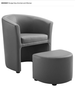 MODWAY Divulge Gray Armchair and Ottoman. See Pictures