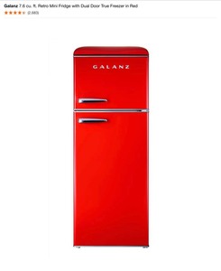 Galanz 7.6 cu. ft. Retro Mini Fridge with Dual Door True Freezer in Red. See Pictures