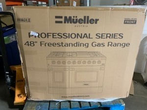 MUELLER 48 in. 6.7 cu. ft. Professional Freestanding Gas Range with 8 Burners, Griddle and Double Oven in Stainless Steel. See Pictures
