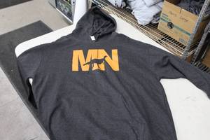 District Pullover Hooded Sweatshirt MN Turkey GreyOrange Print Size 2XL
