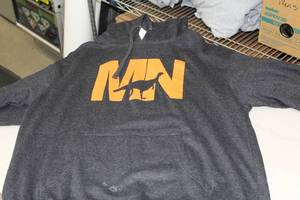 District Pullover Hooded Sweatshirt MN Turkey GreyOrange Print Size Large