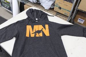 District Pullover Hooded Sweatshirt MN Turkey GreyOrange Print Size Small