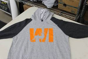District Pullover Hooded Sweatshirt WI Buck Light GreyDark GreyOrange Print Size Medium