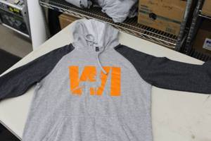 District Pullover Hooded Sweatshirt WI Buck Light GreyDark GreyOrange Print Size Small