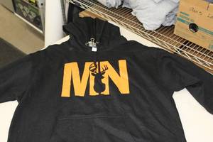 District Pullover Hooded Sweatshirt MN Buck BlackOrange Print Size Large