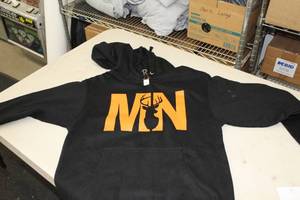 District Pullover Hooded Sweatshirt MN Buck BlackOrange Print Size Small