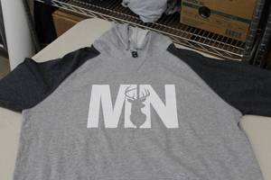 District Pullover Hooded Sweatshirt MN Buck Light GreyDark GreyWhite Print Size XLarge